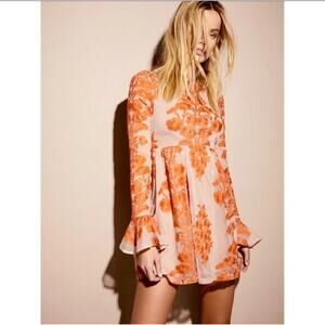 FOR LOVE & LEMONS Orange Dress Embroidered Lace XS Feminine whimsy fairy